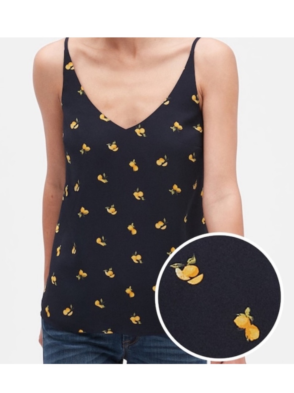 Banana Republic Navy Lemon-Print V-Neck Camisole